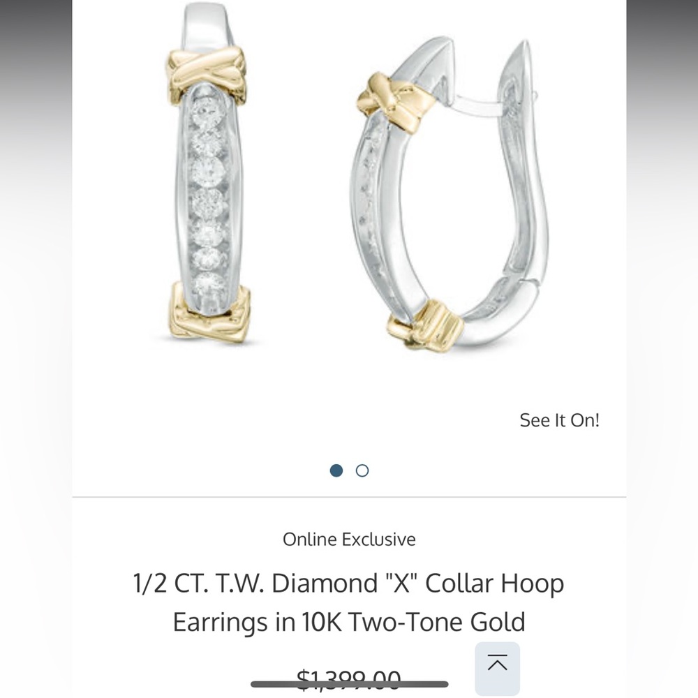 Zales white gold diamond hoop earrings.